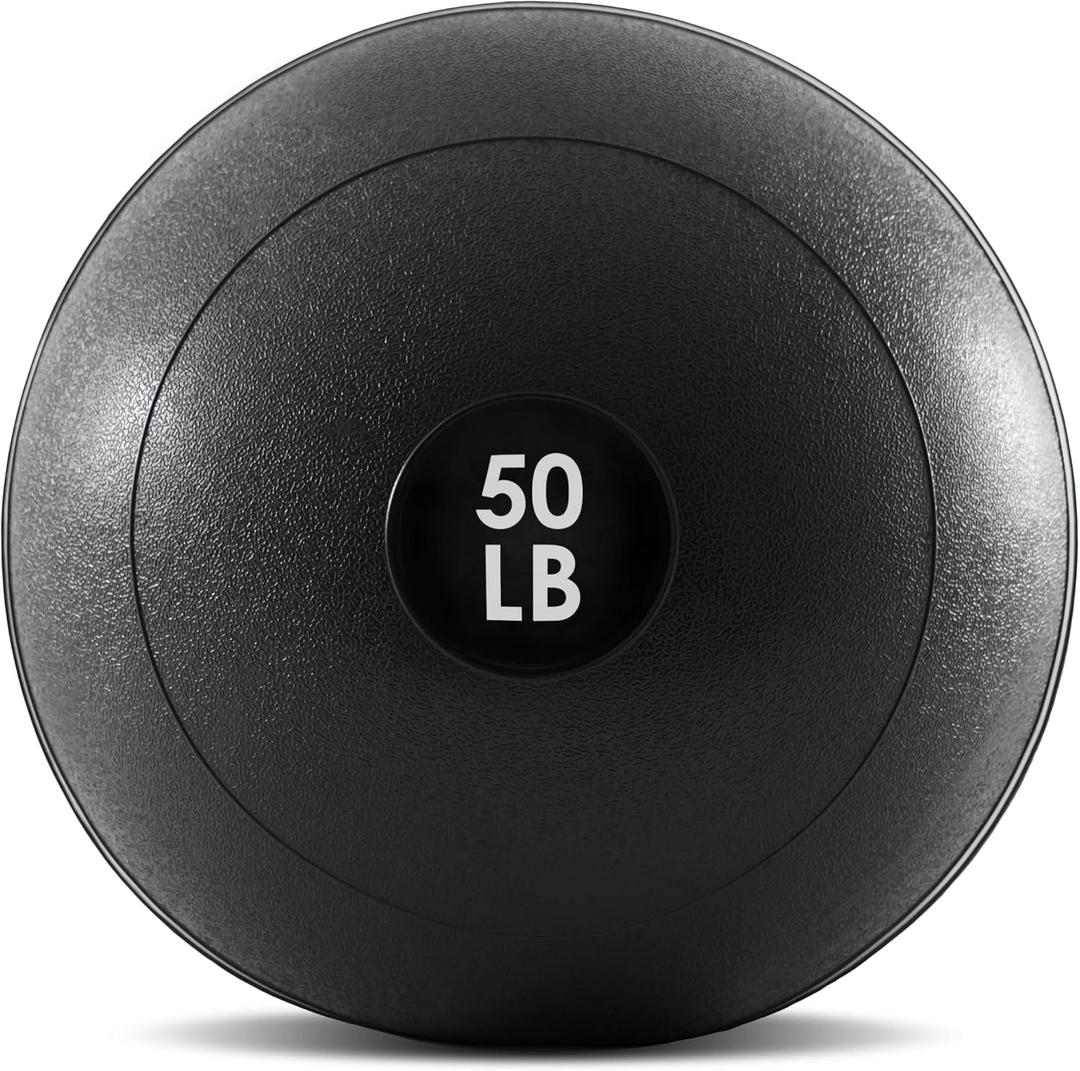 ProsourceFit Slam Medicine Balls 5, 10, 15, 20, 25, 30, 50lbs Smooth and Tread Textured Grip Dead Weight Balls for Strength and Conditioning Exercises, Cardio and Core Workouts (Classic - Black)