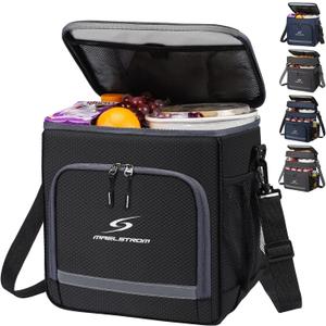 Maelstrom Lunch Box for Men,Insulated Lunch Bag Women/Men,Leakproof Lunch Cooler Bag, Lunch Tote Bag (1.Single-Layer (15L/24cans), 1.Single Layer - Black)