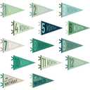 VitalCozy 14 Pcs Baby Milestone Pennant Signs Monthly Milestone Banner Flags Pennant Triangle Banner Age Flag Signs for Boy Girl Newborn Birthday Party Decor (Morandi)