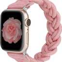 Wearlizer Stretchy Braided Band Compatible with Apple Watch Bands Women 38mm 40mm 41mm 42mm 44mm 45mm 46mm 49mm Slim Elastic Solo Loop Strap Woven for iWatch Series 11 10 9 8 7 6 5 4 3 SE/Ultra 3 2 1 (Pink)
