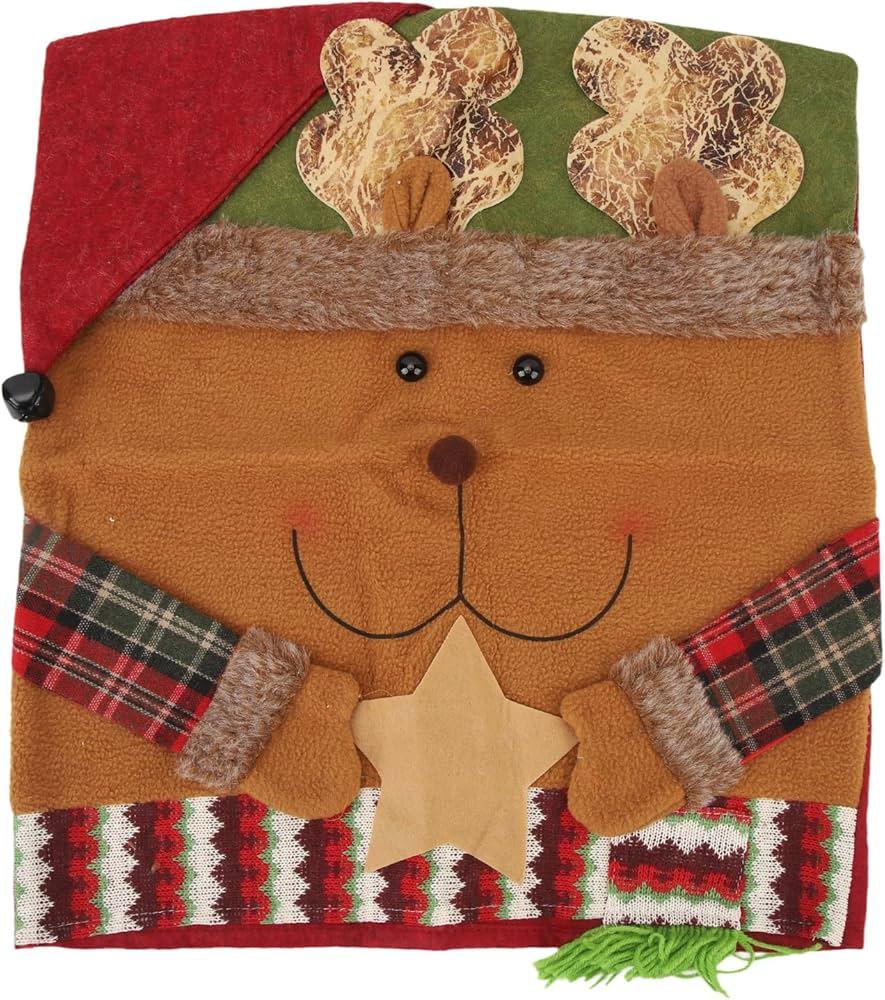 Xmas Dinner Chair Back Covers Easy To Install Soft Anti Wrinkle Non Slip Christmas Chair Slipcovers for Dining Room