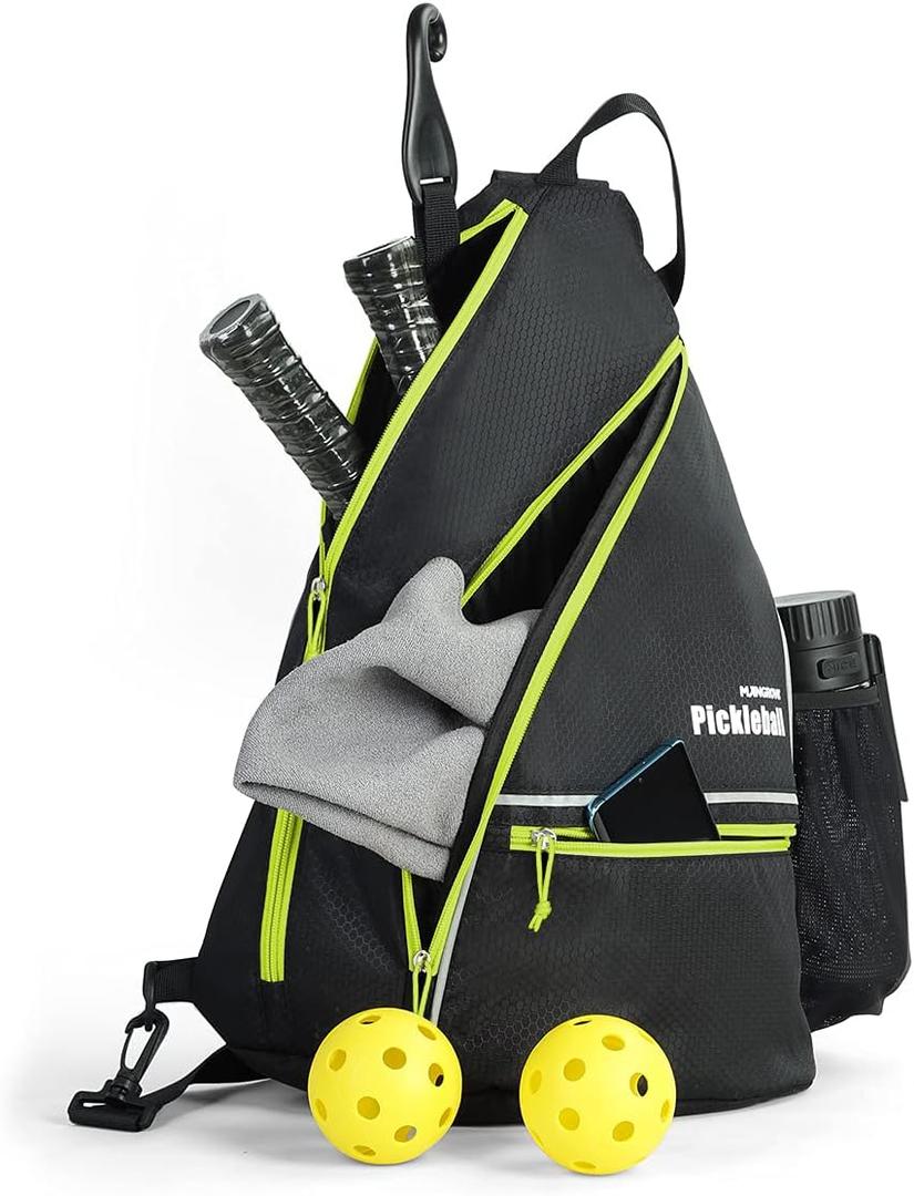 Mangrove Pickleball Bag, Men's & Women's Pickleball Backpack, Adjustable Sling Bag w/Fence Hook/Large Capacity/Safety Pocket (Green)