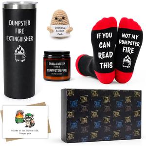 Chaos Coordinator Gifts for Coworker Boss Manager | Funny Stress Relief Gift Set, Dumpster Fire Humor Novelty Kit for Employee Farewell Retirement Promotion New Job
