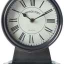 NIKKY HOME Vintage Mantle Clock, Silent Non-Ticking Battery Operated Table Desk Shelf Clock for Living Room Decor (Elegant Gray)