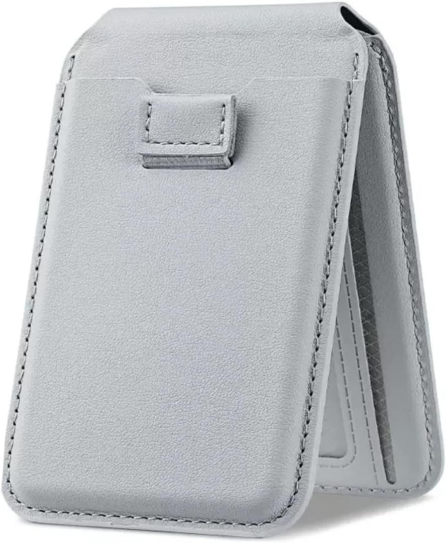 for MagSafe Wallet Stand, Multi-Slot,Compatible with iPhone Series, Super Strong Magnetism Strength, Slim, Features a Magnetic Ring, Compatible with Most Smartphones.Stylish Phone Wallet(Light Gray)