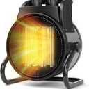 Space Heaters for Indoor Use, 1500W PTC Electric Heaters with Thermostat, Small Portable Heater with 90Adjustable Angle, Fast Safety Heat, Overheat Protection, Small Heater for Indoor/Outdoor Use