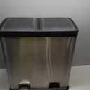 SONGMICS Trash Can, 2 x 10.6 Gallon (2 x 40 L) Garbage Can for Kitchen, with 15 Trash Bags, 2 Compartments, Plastic Inner Buckets and Hinged Lids, Airtight, Silver and Black ULTB730E80