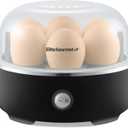 Elite Gourmet EGC115B Easy Egg Cooker Electric 7-Egg Capacity, Soft, Medium, Hard-Boiled Egg Cooker with Auto Shut-Off, Measuring Cup Included, BPA Free, Classic Black