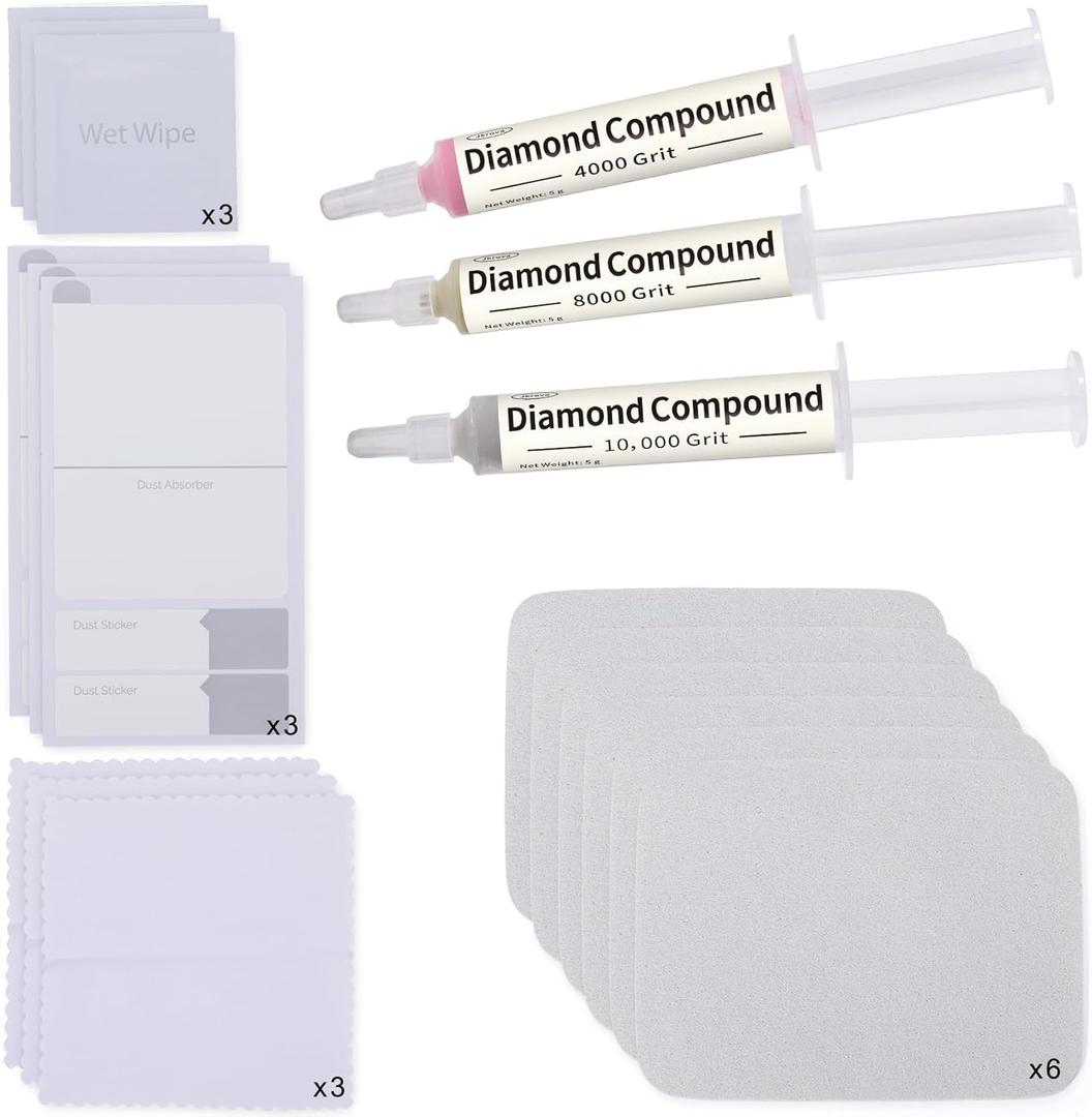 Scratch Remover for Phone Screen, Watches & Tablets, Safe, Touch-Friendly, Watch Scratch Remover Kit Includes 3 Diamond Polishing Compounds, 6 Polishing Cloths & 3 Cleaning Wipes