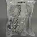 Long Telephone Extension Cord 100 FT, White, Phone Cable Wire with Standard RJ11 Plug, 1 Phone Line Splitter, 1 in-line Coupler and 65 Cable Clips for Telephone Calling Communication