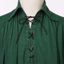 GRACEART Pirate Shirt Men Vampire Renaissance Shirts Victorian Ruffled Medieval Costume Cotton Linen Shirt (X-Small, Green)