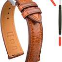 Gomvadr Italian Leather Watch Band Tuscany Natural Vegetable-Tanned Top Grain Genuine Leather Strap,16mm 18mm 19mm 20mm 21mm 22mm XL XXL Quick Release Replacement Watch Bands for Men and Women Thick and Soft