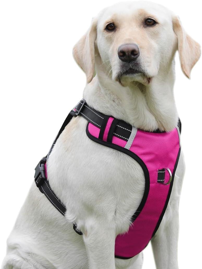 Reflective No‑Pull Dog Harness for Large Dogs, Hot Pink