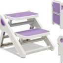 Foldable Toddler Step Stool for Bathroom Sink - 2-Step Kids Stool for Potty Training, Kitchen Counter & Bedroom, Sturdy Non-Slip Child Safety Stool Helper (Lavender)