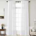 Nanspring White Linen Curtains for Living Room Extra Long Back Tab Curtains 2 Panels Set 204 Inches Long Farmhouse Light Filtering Semi Sheer Linen Drapes Ceiling to Floor for Large Window 52x204