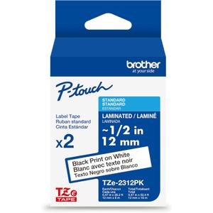 Brother Genuine TZe231-1/2 2PK Black Print on White Label Tape. Each: 0.47 in x 26.2 ft (12 mm x 8 m) Total: 0.47 in x 52.4 ft (12 mm x 16 m)
