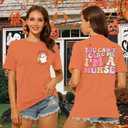 Halloween Nurse Shirt Women You Can't Scare Me I'm a Nurse T-Shirt Funny Ghost Nurse Graphic Tee Tops (Orange, XL)