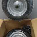 11x4.00-5 Lawn Mower Tires Flat FreeSolid Smooth Tires and Wheel s with 3/4" & 5/8" & 1/2" Ball Bearings, 3.4"-7.4" Centered Hub Lawn Mower Front Tires, for Zero-Turn Lawn Mowers 2 Pack, Silver