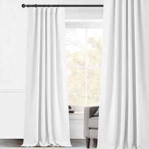 StangH Blackout Curtains 108 inches Long for Living Room, Two-Layer Faux Linen Thermal Insulated Curtains, Back Tab Thick Noise Reducing Drapes for Bedroom, Oyster White, W50xL108, 1 Panel