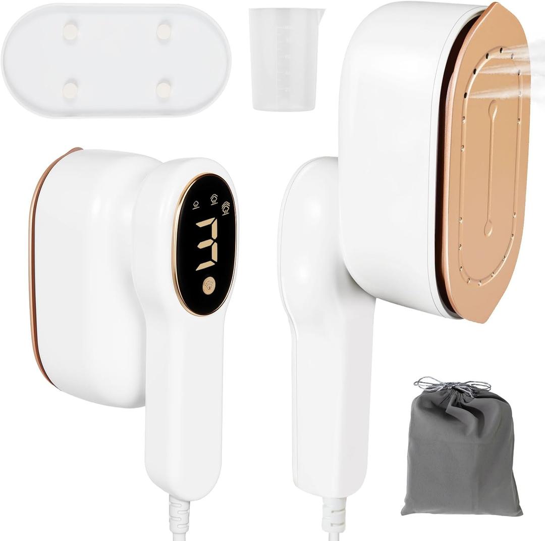 Smart Travel Steamer for Clothes, 1200W Handheld mini travel Steam All-in-One Portable Steamer Iron with LCD Display, 3 Steam Modes & 5s Fast Heat-up, Garment Steamer for Travel, Home, and Office