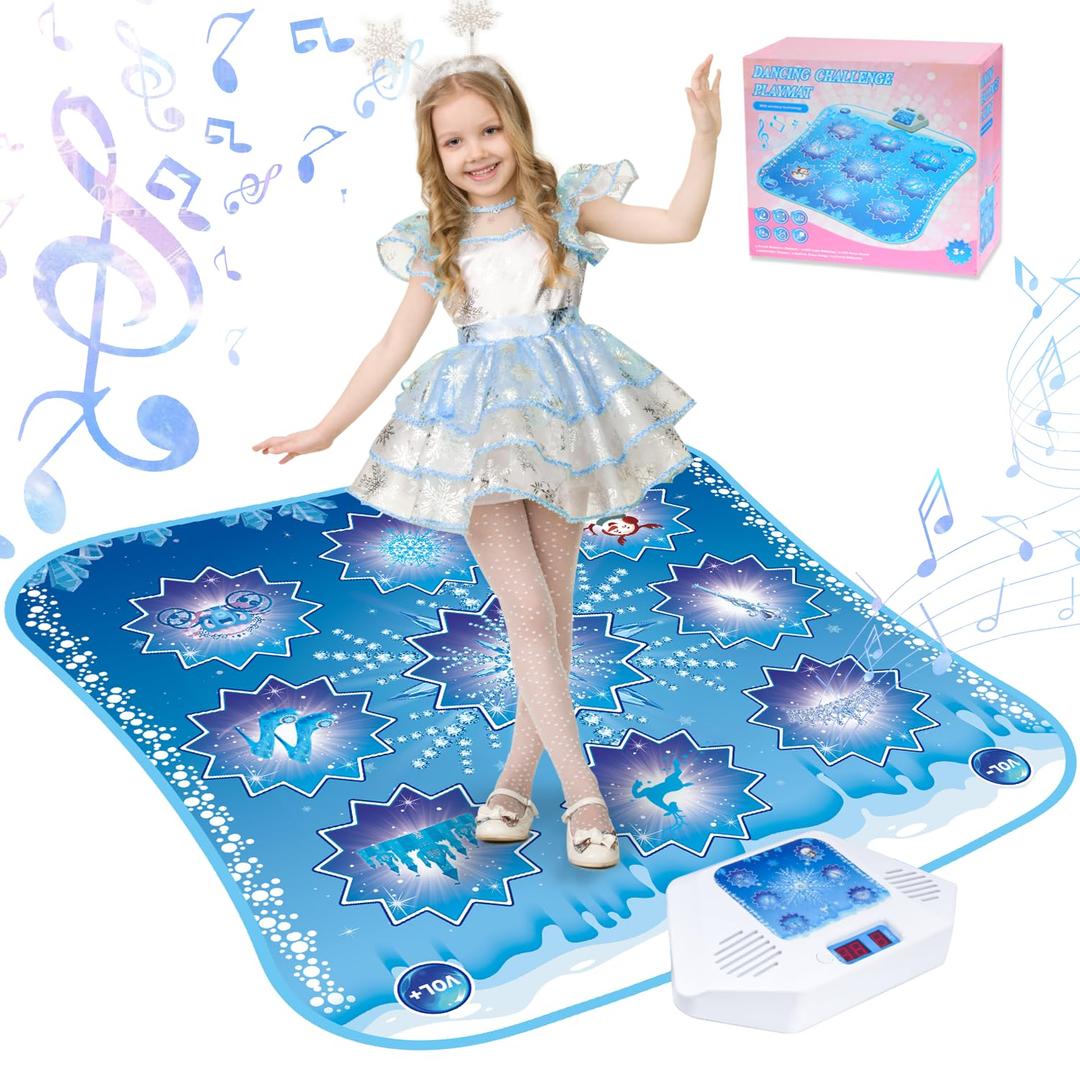Dance Mat Kids Frozen Toys - Electronic Dance Mat for Girls Boys, Kids Dance Mat 5 Game Modes, Built-in Music, Touch Sensitive Light Up LED, Dance Floor Mat, Gifts for 3 4 7 12 Year Old Girls Boys