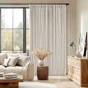 Pinch Pleated Blackout 90 Inch Bedroom Curtains 70 Inch Wide Linen Dual Layer Soundproof Farmhouse Window Curtains for Living Room Cream Natural Hooks Rings Back Tab 100% Black Out Drapes 1 Panel
