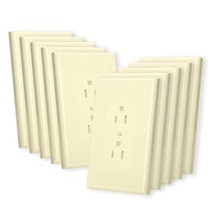 Bates- 1-Gang Duplex Wall Plate, 3.18"x 4.98", 10 Pack, Ivory, Unbreakable Electrical Outlet Cover Plates, Heat & Impact Resistant, Easy-to-Clean, Duplex Receptacle Cover for Home & Office