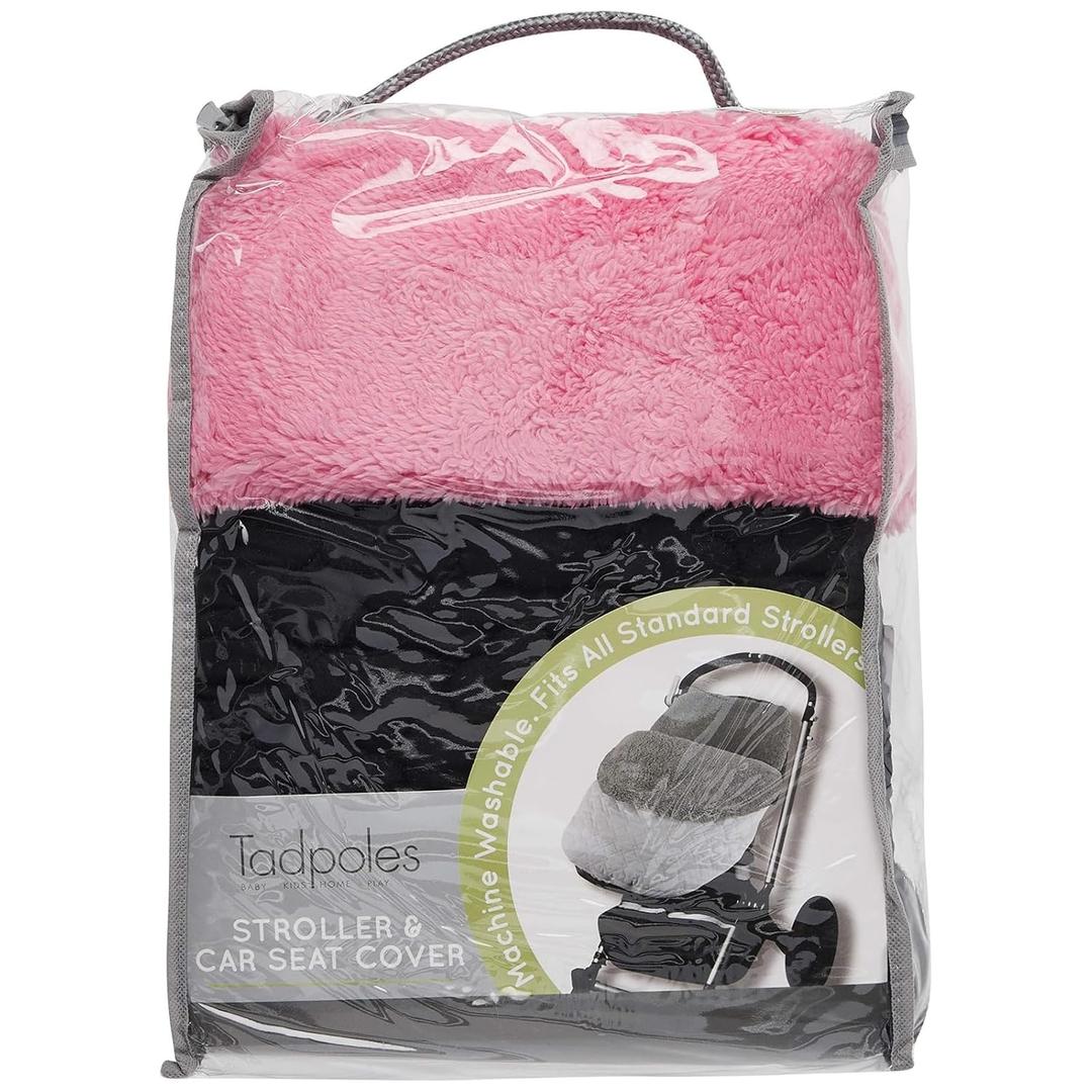 Tadpoles Quilted Stroller & Car Seat Cover - Black & Pink | 27" x 20" x 2" | Made of 100% Super Soft Microfiber Polyester | Warm, Gentle & Durable | Ideal for Use as a Stroller Cover & Car Seat Cover (Light Grey)