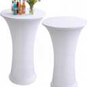 Cocktail Spandex Round Tablecloth, 2 Pack 24"x43" Highboy Fitted Stretch Cocktail Table Covers High Top Table Cloth for Banquet Wedding Bar Party - White