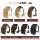 11 Inch Hair Topper for Women with Thinning Hair,Natural Short Wavy Clip-In Wig Topper with Curtain Bangs, Synthetic Hairpiece for Daily Wear(Brown Black)