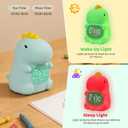 Dinosaurs Alarm Clock with Night Light for Kids with Sleep Training and Sound Machine, Rechargeable Silicone Lamp OK to Wake ClockCute Animal Tabletop Lamp, Perfect Sleep Companion for Boys Girls