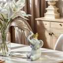 Elephant Statue for Home Decor White and Gold Crown Elephant Decoration Elephant Gifts for Women See No Evil Elephant Statue for Living Room and Office Decor