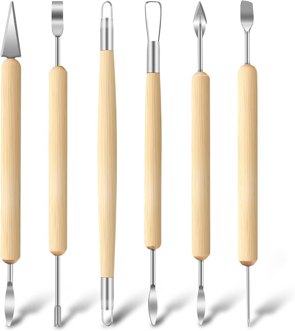 Jetmore 6 Pack Clay Tools Kit, Pottery Tools & Sculpting Tools, Polymer Modeling Clay Cutters Sculpture Set for Carving, Ceramics, Molding, DIY