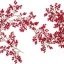 DearHouse 6FT Red Berry Garland, Flexible Artificial Red and Burgundy Berry Garland for Indoor Outdoor Hone Fireplace Decoration for Winter Christmas Holiday New Year Decor
