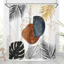 AAtter Boho Shower Curtain Modern Abstract Mid Century Colorful Floral Fun Cute Cool Tropical Neutral Bohemian Leaf Retro Vintage Plant Home Bathroom Decor Bathtub Set with 12 Hooks, 60x72 Inch, Funky (Orange and Navy)