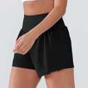 Women's High Waisted Running Shorts with Spandex, Athletic Shorts for Women Light and Airy with Wind-Resistant Fabric (Black, L)