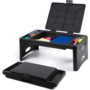 Loddie Doddie Foldable Lap Desk - 9.75 x 12 in, Black, Plastic - Accessory Trays & Storage Pocket for Lap Desk with Storage - Kids Travel Tray for Car Seat - Foldable Laptop Table for Small Spaces