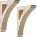 Briwooody 2 Pcs 1 3/4" W x 6 1/2" D x 9" H Traditional Wood Corbels Wooden Shelf Brackets Unfinished Paintable Solid Wooden Bracket for Doorway Countertops Home Shelves Cabinet Furniture Support