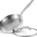 LOLYKITCH 11 Inch Tri-ply Stainless Steel Frying Pan with Lid,Skillet,Induction Cooking Pan,Dishwasher and Oven Safe,Detachable Handle