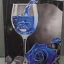 Blue Wine Wall Art Rose and Wine Canvas Painting Wine Glass Poster Kitchen Picture Prints for Dining Room Restaurant Decor Framed(Wine-2, 16.00" x 24.00")