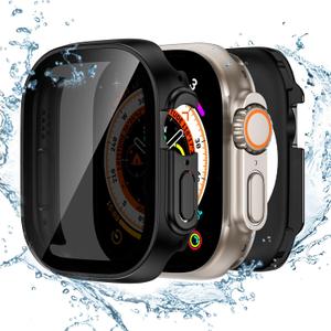 Tensea (2-in-1 for Waterproof Apple Watch Ultra 3/Ultra 2/Ultra Screen Protector Case 49mm, iWatch Protective PC Face Cover Built-in Privacy Tempered Glass Film [26 Anti Spy] [360 Full Protection] (Matte Black)