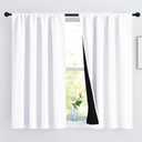 NICETOWN 100% Blackout Curtains 54 inches Long, Double-Deck Completely Blackout Window Treatment Thermal Insulated Lined Rod Pocket Drapes for Infant (White, 1 Pair, 52 inches Width Each Panel)
