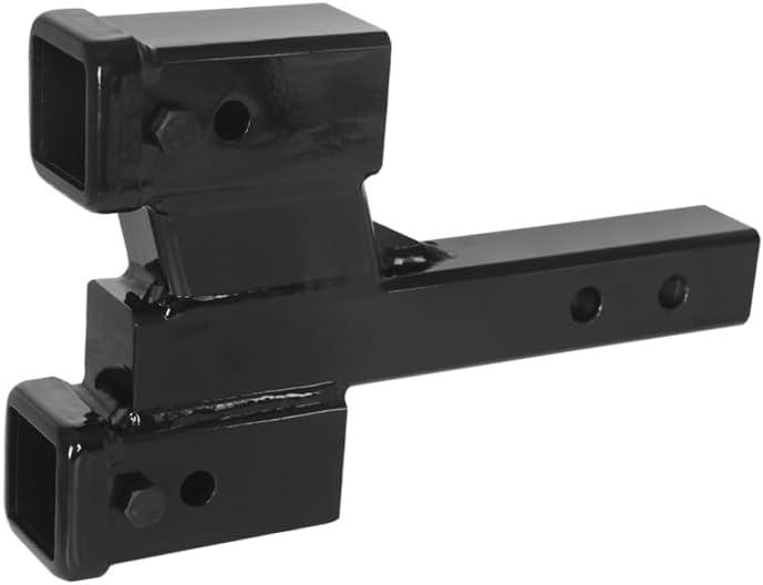 Heavy Dual Hitch Extension,2" Receiver, 2-inch Solid Shank,2-inch & 6-inch Riser/Drop,10000lbs Capacity (2" and 4" Drop-Solid Shank)