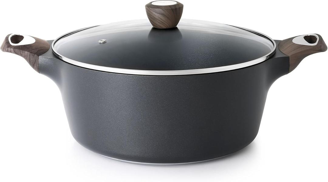 SENSARTE Nonstick Stock Pot with Lid, 2.6/4.5/6.6/8.5 QT Soup Pot Casserole Pot, Healthy Pasta Pot, Large Deep Cooking Pot, Big Sauce Pot Stew Pot, Induction Compatible, PFOA PFOS APEO Free, Black