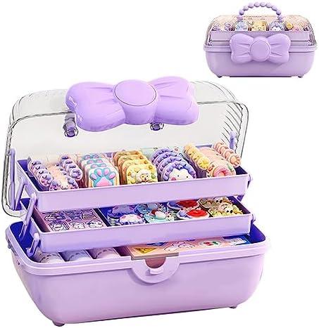 GKWW Girls Hair Accessories Storage Box Bow Switch Organizer Box Jewelry Box, Plastic Hair Ties Holder Hair Clips Container Headbands Organizer Gift for Baby Girls Multipurpose Organizer and Portable