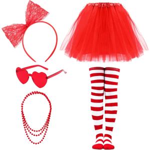 5Pcs/Set Women Tutu Costume Accessories Set 4 Layered Tulle Tutu Skirt Bow Headband Sets for Women Party Supplies