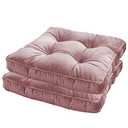 2 Pack Chair Pads with Ties Soft Velvet Seat Cushions Kitchen Dining Car Seat Floor Pillows Square Tatami Meditation Pad, Pink, 15.7x15.7x2.4