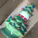 FUNPENY 11" Ceramic Christmas Tree, Pre-lit Battery Operated Vintage Tabletop Snowman Tree Ornaments with 50 Multicolored Lights, Christmas Table Decorations for Xmas Indoor Desk Centerpiece Decor