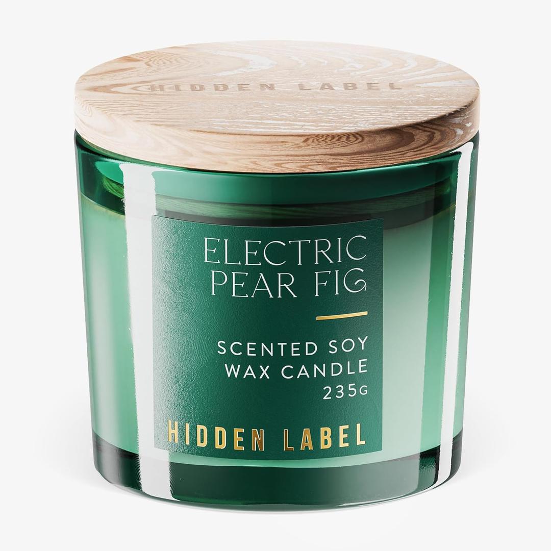 Electric Pear Fig Scented Candle, 8.3oz Natural Soy Wax, Holiday Scented Candles for Home, 45 Hours Clean Burn,Non Toxic, Gift-Ready for Hosts & Gatherings | Elegant Home Decor (Green)