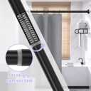 Black Shower Curtain Rod 18 to 49Inch:Small Spring Tension Shower Rods for Bathroom Kitchen Doorway,Modern Heavy Duty Adjustable Tension Shower Curtain Rod No Drilling No-Slip Easy Install,Black